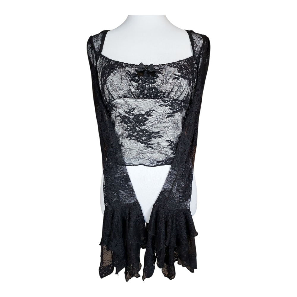 Dolls Kill Widow NWT Goth Whimsigoth Steampunk Coquette Festival Alt Lace Top L - Picture 5 of 10